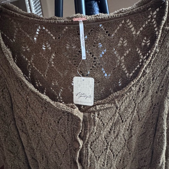 FREE PEOPLE Brown Open-Knit Cardigan Sweater, size Medium - Picture 5 of 14